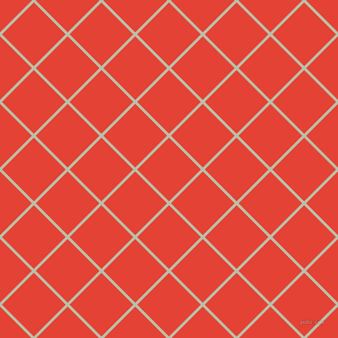 45/135 degree angle diagonal checkered chequered lines, 4 pixel line width, 65 pixel square size, Beryl Green and Cinnabar plaid checkered seamless tileable