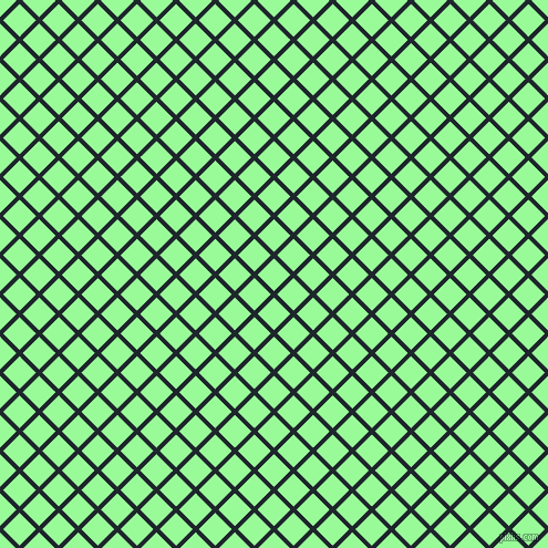 45/135 degree angle diagonal checkered chequered lines, 4 pixel lines width, 21 pixel square size, Black Pearl and Pale Green plaid checkered seamless tileable