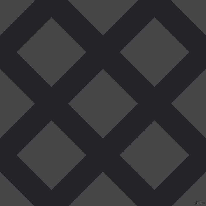 45/135 degree angle diagonal checkered chequered lines, 81 pixel line width, 169 pixel square size, Black Russian and Charcoal plaid checkered seamless tileable