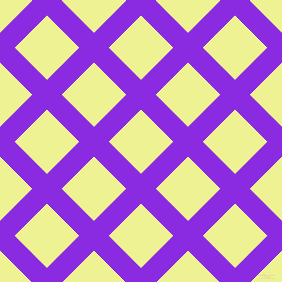 45/135 degree angle diagonal checkered chequered lines, 43 pixel lines width, 94 pixel square size, Blue Violet and Jonquil plaid checkered seamless tileable