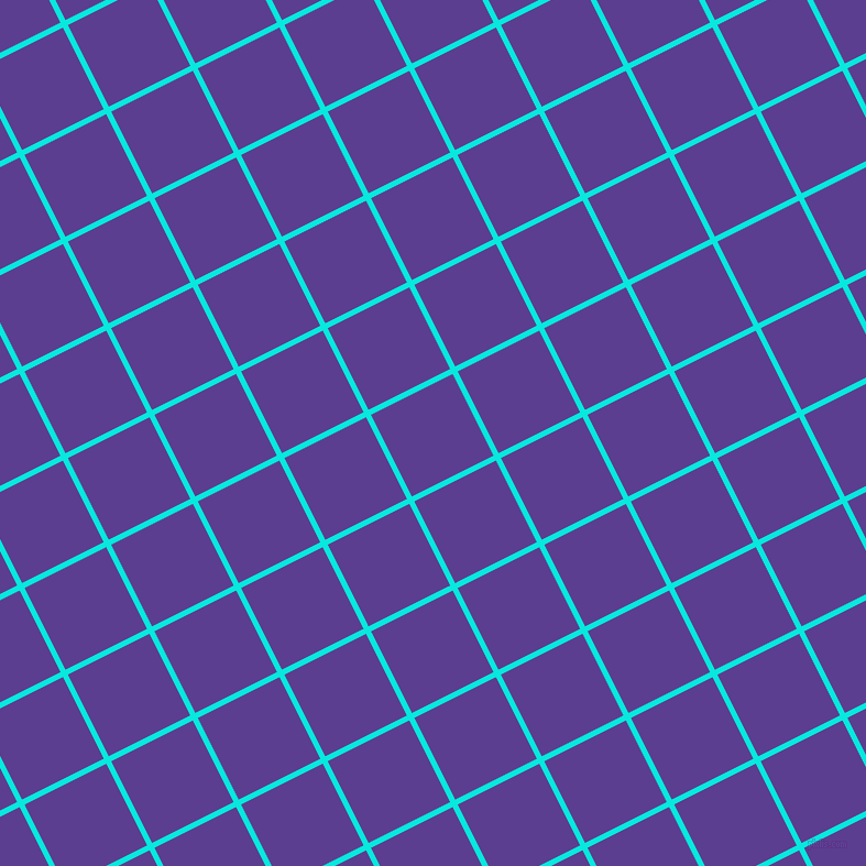 27/117 degree angle diagonal checkered chequered lines, 5 pixel line width, 83 pixel square size, Bright Turquoise and Daisy Bush plaid checkered seamless tileable