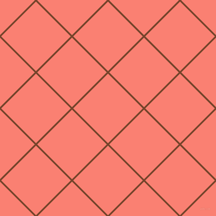 45/135 degree angle diagonal checkered chequered lines, 6 pixel lines width, 172 pixel square size, Bull Shot and Salmon plaid checkered seamless tileable