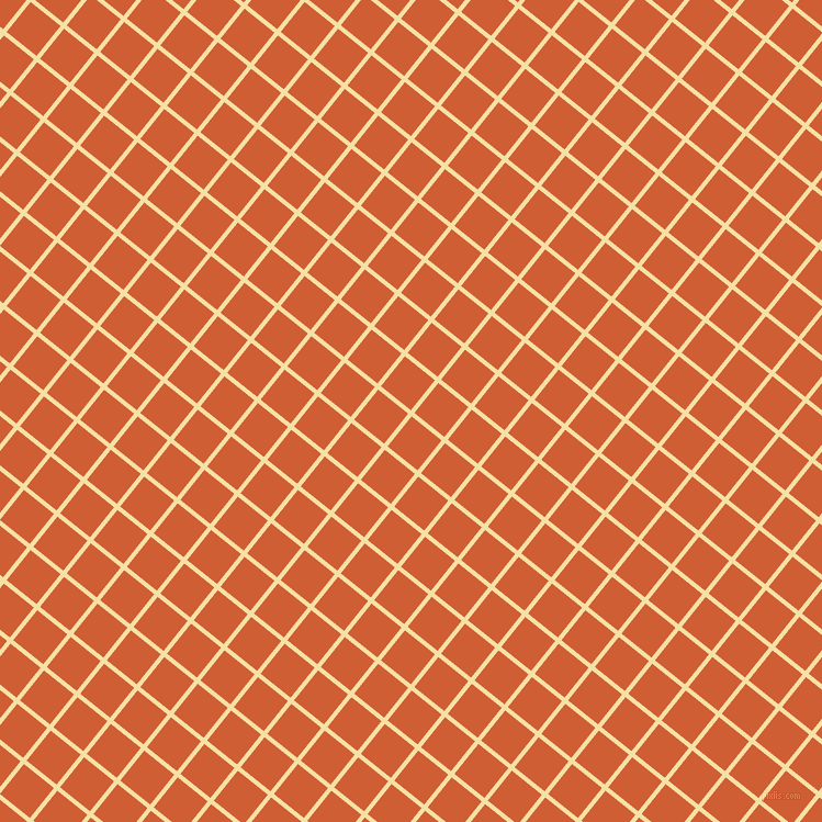51/141 degree angle diagonal checkered chequered lines, 4 pixel lines width, 35 pixel square size, Buttermilk and Chilean Fire plaid checkered seamless tileable