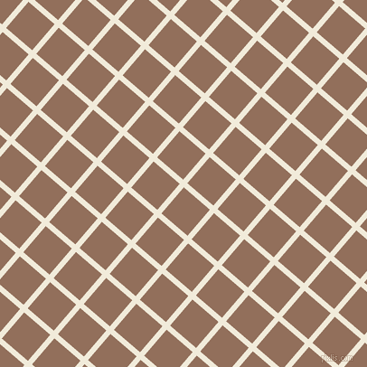 49/139 degree angle diagonal checkered chequered lines, 6 pixel lines width, 38 pixel square size, Buttery White and Beaver plaid checkered seamless tileable