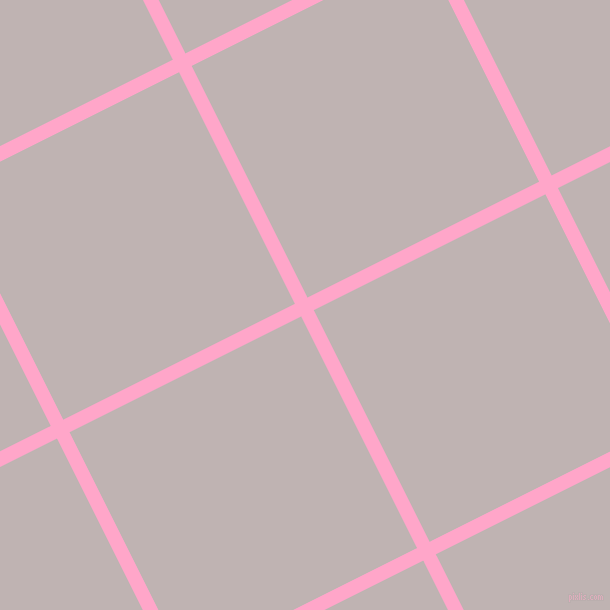 27/117 degree angle diagonal checkered chequered lines, 14 pixel line width, 259 pixel square size, Carnation Pink and Pink Swan plaid checkered seamless tileable