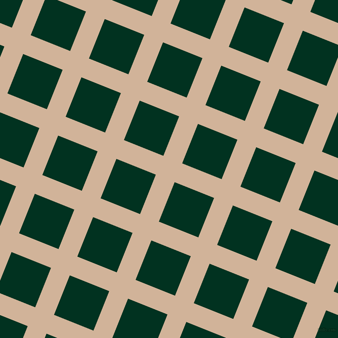 68/158 degree angle diagonal checkered chequered lines, 40 pixel line width, 84 pixel square size, Cashmere and Dark Green plaid checkered seamless tileable