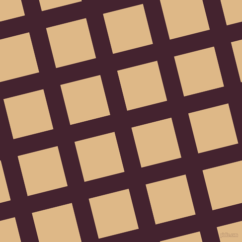 14/104 degree angle diagonal checkered chequered lines, 35 pixel line width, 83 pixel square size, Castro and Burly Wood plaid checkered seamless tileable
