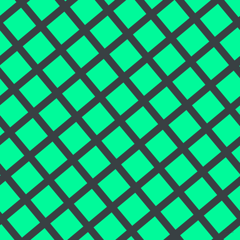 40/130 degree angle diagonal checkered chequered lines, 23 pixel lines width, 75 pixel square size, Charade and Medium Spring Green plaid checkered seamless tileable