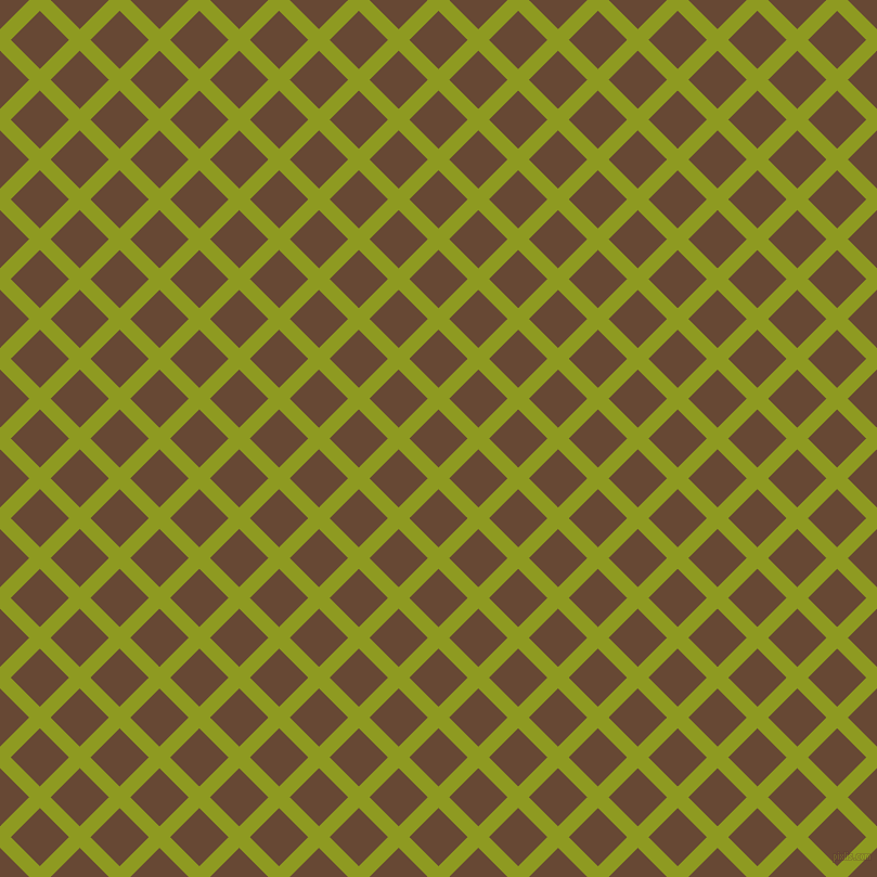 45/135 degree angle diagonal checkered chequered lines, 14 pixel line width, 38 pixel square size, Citron and Jambalaya plaid checkered seamless tileable