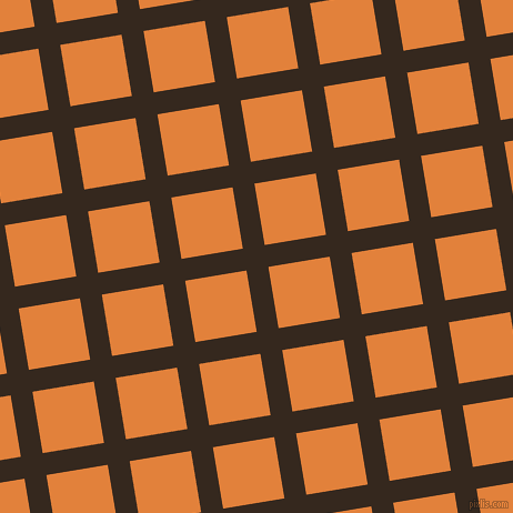 9/99 degree angle diagonal checkered chequered lines, 20 pixel lines width, 56 pixel square size, Cocoa Brown and Tree Poppy plaid checkered seamless tileable