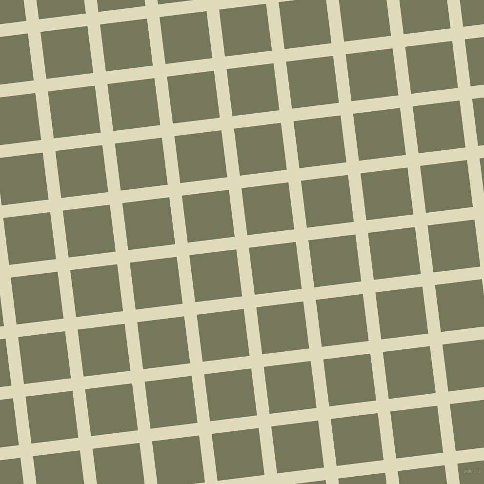 7/97 degree angle diagonal checkered chequered lines, 26 pixel lines width, 97 pixel square size, Coconut Cream and Finch plaid checkered seamless tileable