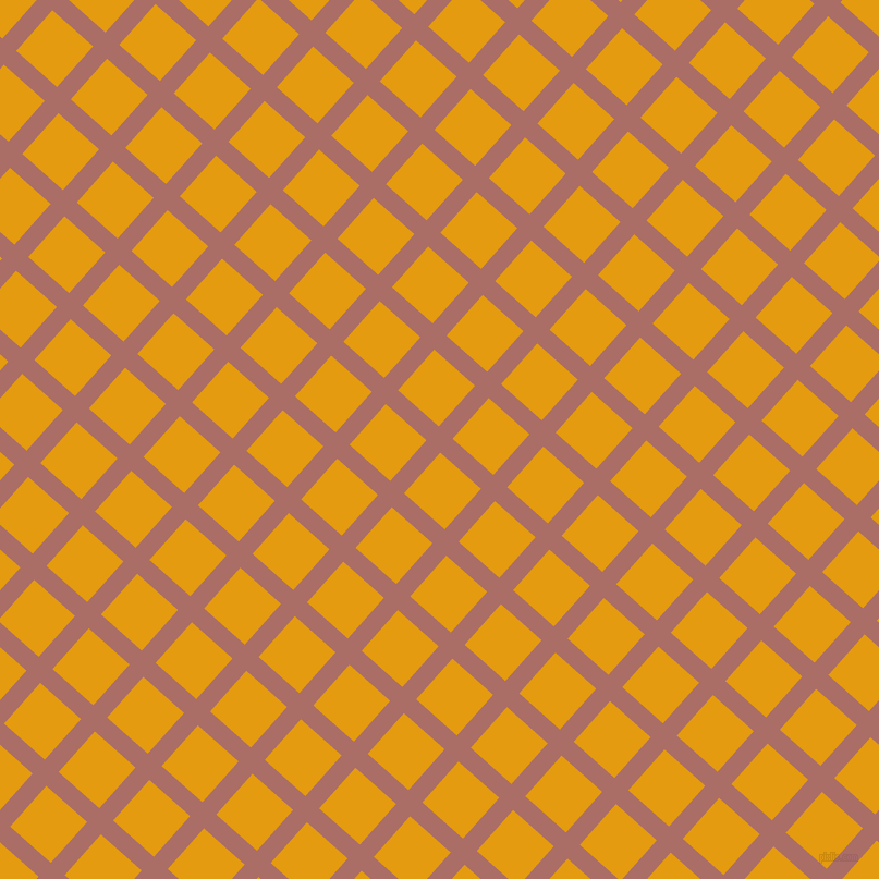 48/138 degree angle diagonal checkered chequered lines, 17 pixel lines width, 50 pixel square size, Coral Tree and Gamboge plaid checkered seamless tileable
