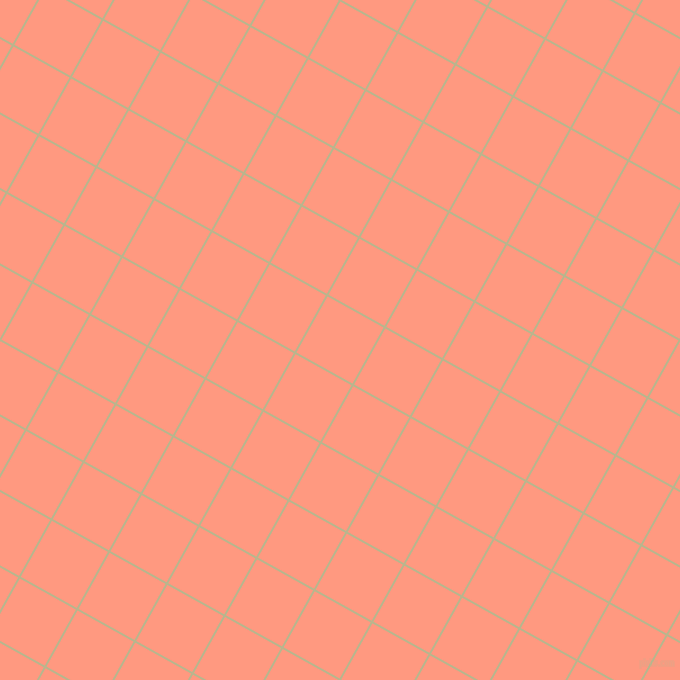 61/151 degree angle diagonal checkered chequered lines, 2 pixel lines width, 64 pixel square size, Coriander and Vivid Tangerine plaid checkered seamless tileable