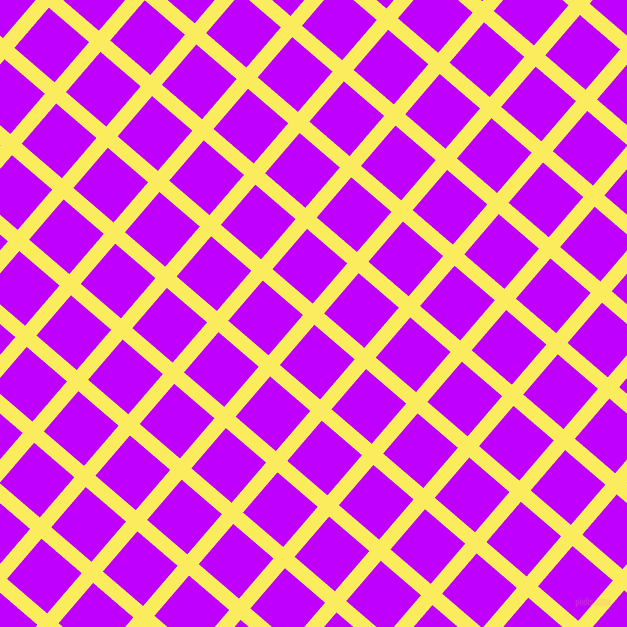 49/139 degree angle diagonal checkered chequered lines, 15 pixel line width, 53 pixel square size, Corn and Electric Purple plaid checkered seamless tileable