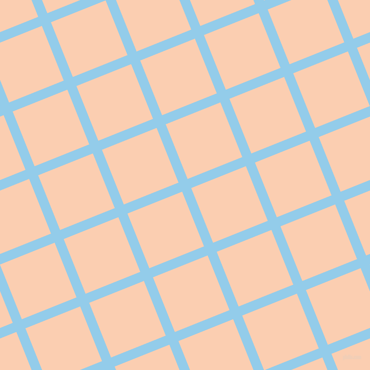 22/112 degree angle diagonal checkered chequered lines, 19 pixel line width, 115 pixel square size, Cornflower and Apricot plaid checkered seamless tileable
