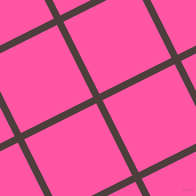 27/117 degree angle diagonal checkered chequered lines, 23 pixel lines width, 261 pixel square size, Crater Brown and Brilliant Rose plaid checkered seamless tileable