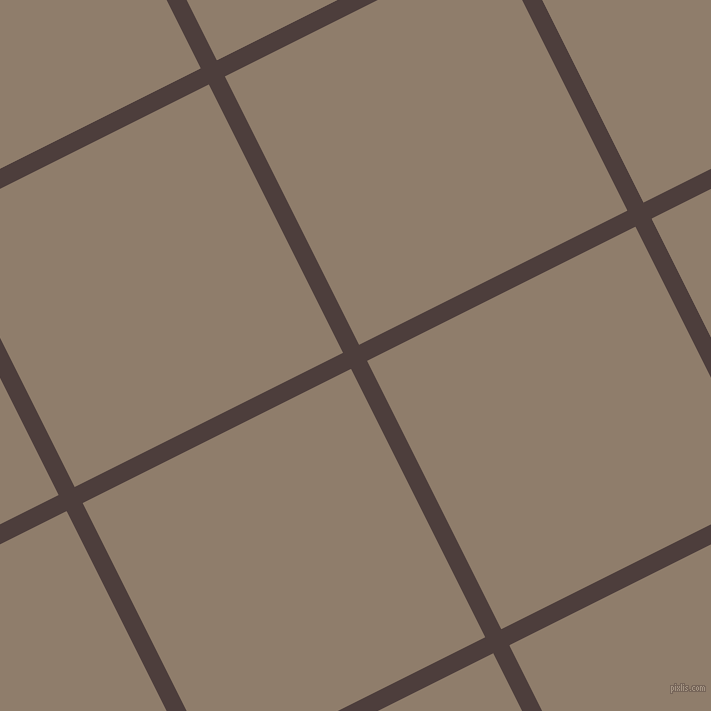 27/117 degree angle diagonal checkered chequered lines, 18 pixel lines width, 300 pixel square size, Crater Brown and Squirrel plaid checkered seamless tileable