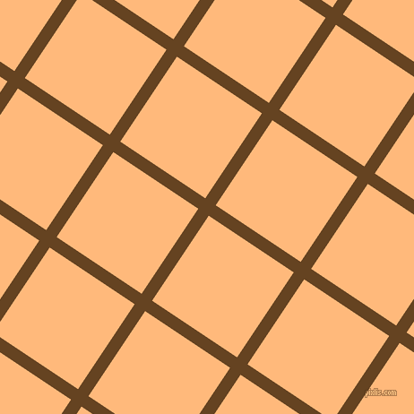 56/146 degree angle diagonal checkered chequered lines, 14 pixel line width, 114 pixel square size, Dark Brown and Macaroni And Cheese plaid checkered seamless tileable