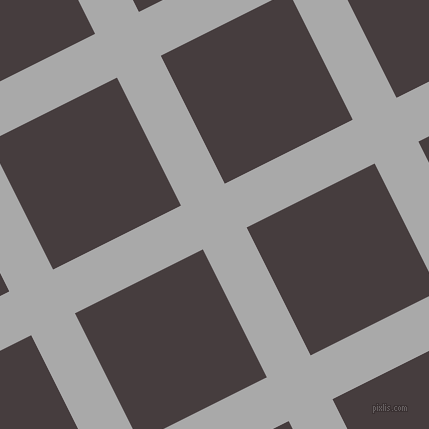 27/117 degree angle diagonal checkered chequered lines, 49 pixel line width, 143 pixel square size, Dark Gray and Jon plaid checkered seamless tileable