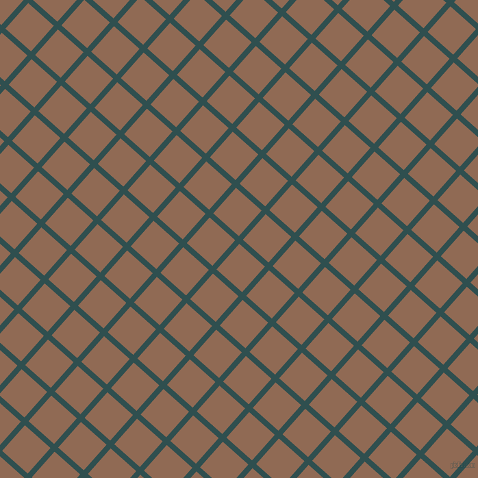 48/138 degree angle diagonal checkered chequered lines, 8 pixel line width, 50 pixel square size, Dark Slate Grey and Leather plaid checkered seamless tileable