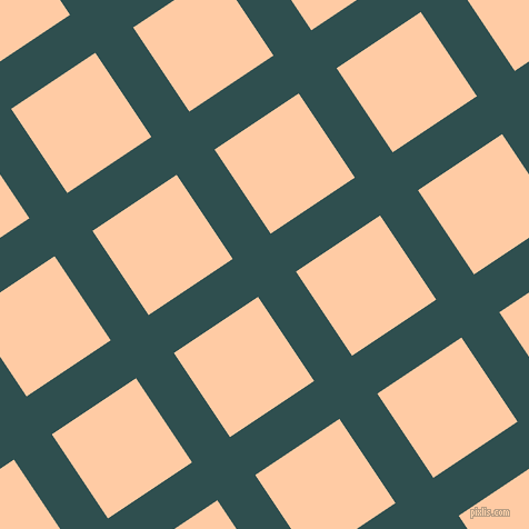 34/124 degree angle diagonal checkered chequered lines, 41 pixel lines width, 91 pixel square size, Dark Slate Grey and Peach plaid checkered seamless tileable