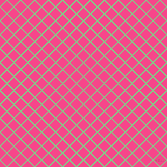 45/135 degree angle diagonal checkered chequered lines, 4 pixel line width, 30 pixel square size, De York and Violet Red plaid checkered seamless tileable