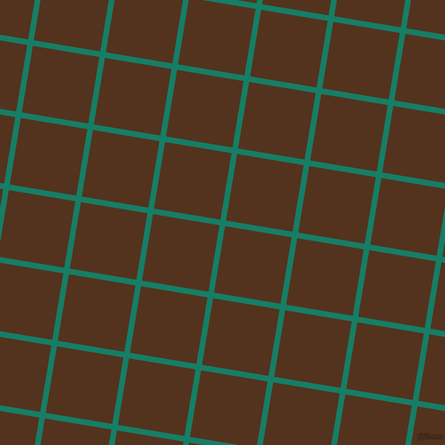 81/171 degree angle diagonal checkered chequered lines, 8 pixel line width, 95 pixel square size, Deep Sea and Brown Bramble plaid checkered seamless tileable