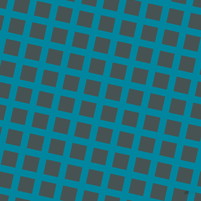77/167 degree angle diagonal checkered chequered lines, 22 pixel line width, 48 pixel square size, Eastern Blue and Dark Slate plaid checkered seamless tileable