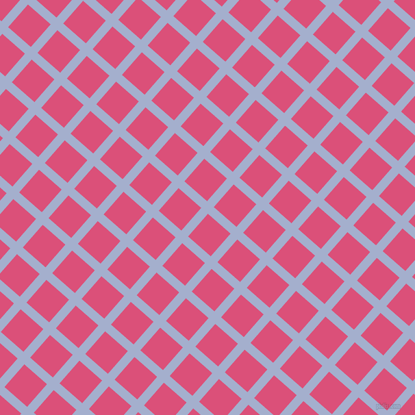 49/139 degree angle diagonal checkered chequered lines, 13 pixel lines width, 44 pixel square size, Echo Blue and Cranberry plaid checkered seamless tileable