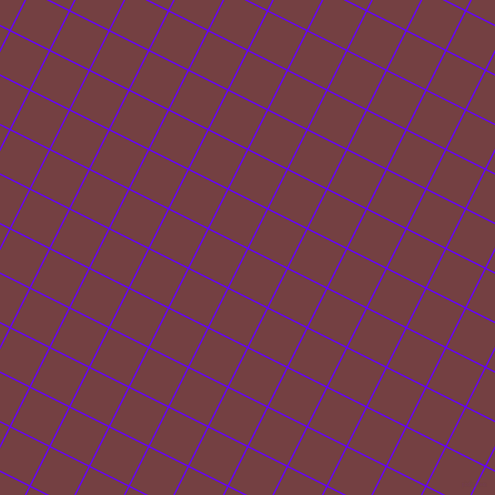 63/153 degree angle diagonal checkered chequered lines, 2 pixel lines width, 60 pixel square size, Electric Indigo and Tosca plaid checkered seamless tileable