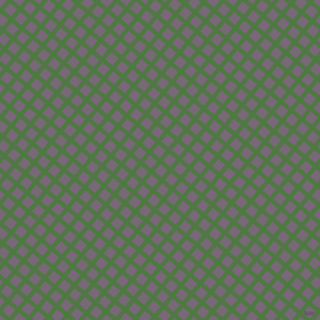 50/140 degree angle diagonal checkered chequered lines, 9 pixel lines width, 19 pixel square size, Fern Green and Old Lavender plaid checkered seamless tileable