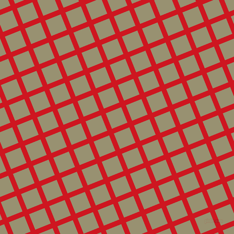 22/112 degree angle diagonal checkered chequered lines, 10 pixel line width, 33 pixel square size, Fire Engine Red and Gurkha plaid checkered seamless tileable