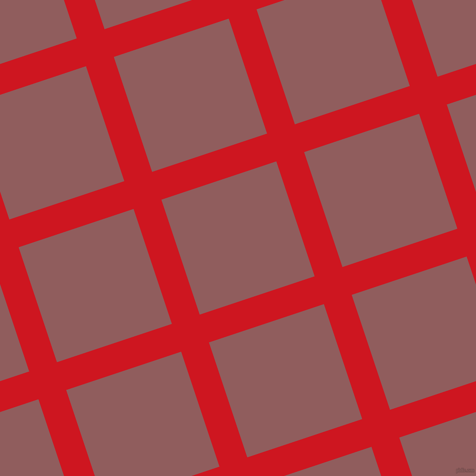 18/108 degree angle diagonal checkered chequered lines, 57 pixel lines width, 236 pixel square size, Fire Engine Red and Rose Taupe plaid checkered seamless tileable
