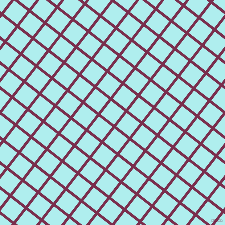 52/142 degree angle diagonal checkered chequered lines, 9 pixel lines width, 55 pixel square size, Flirt and Pale Turquoise plaid checkered seamless tileable