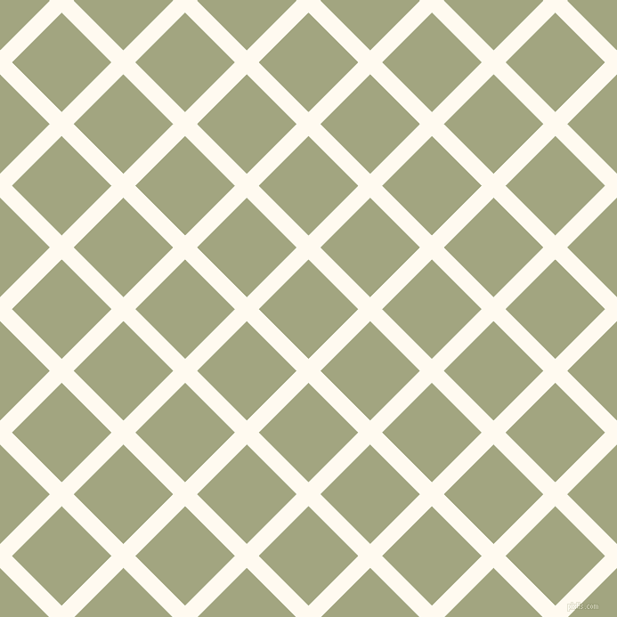 45/135 degree angle diagonal checkered chequered lines, 19 pixel line width, 79 pixel square size, Floral White and Locust plaid checkered seamless tileable