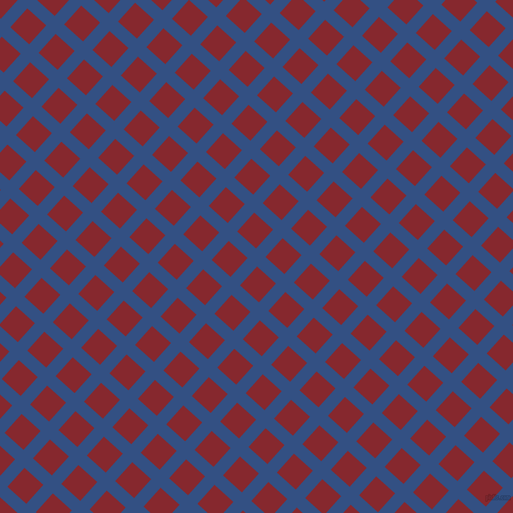 48/138 degree angle diagonal checkered chequered lines, 18 pixel line width, 36 pixel square size, Fun Blue and Flame Red plaid checkered seamless tileable