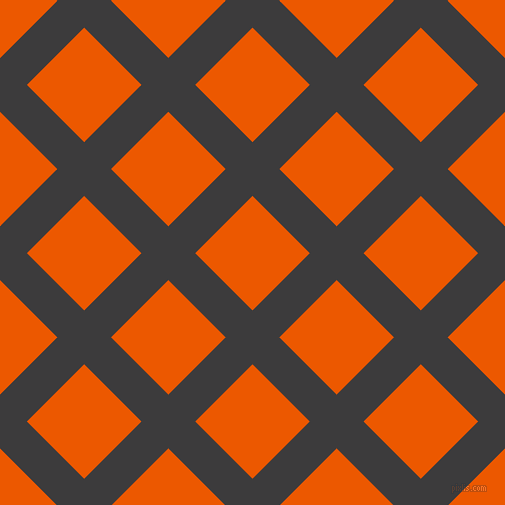 45/135 degree angle diagonal checkered chequered lines, 38 pixel line width, 81 pixel square size, Fuscous Grey and Persimmon plaid checkered seamless tileable