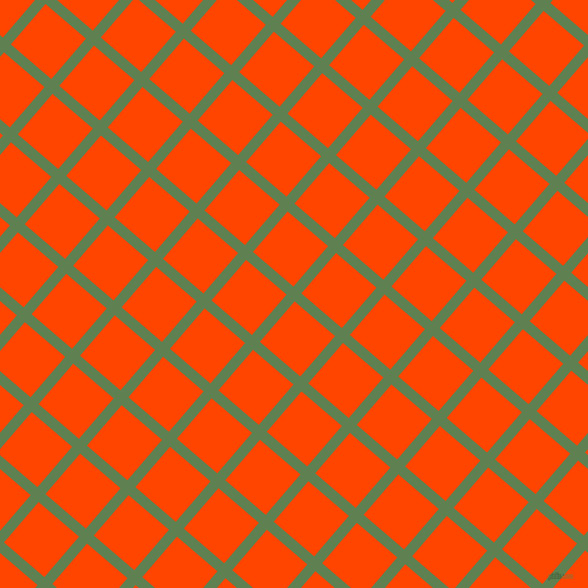49/139 degree angle diagonal checkered chequered lines, 15 pixel lines width, 76 pixel square size, Glade Green and Orange Red plaid checkered seamless tileable