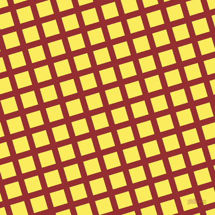 17/107 degree angle diagonal checkered chequered lines, 12 pixel lines width, 29 pixel square size, Guardsman Red and Corn plaid checkered seamless tileable