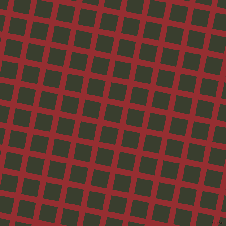 79/169 degree angle diagonal checkered chequered lines, 19 pixel lines width, 53 pixel square size, Guardsman Red and Log Cabin plaid checkered seamless tileable