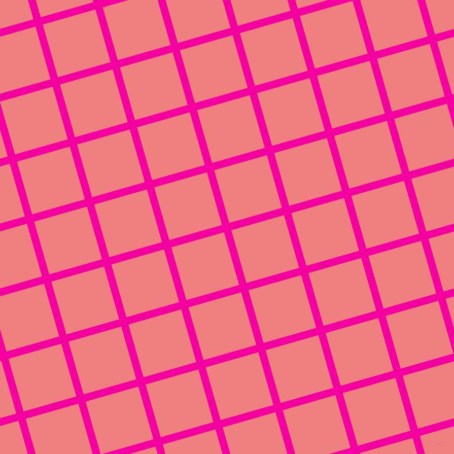 16/106 degree angle diagonal checkered chequered lines, 15 pixel lines width, 108 pixel square size, Hollywood Cerise and Light Coral plaid checkered seamless tileable