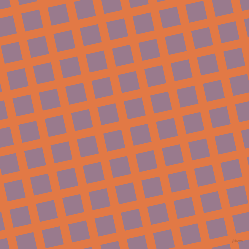 13/103 degree angle diagonal checkered chequered lines, 29 pixel line width, 62 pixel square size, Jaffa and Mountbatten Pink plaid checkered seamless tileable