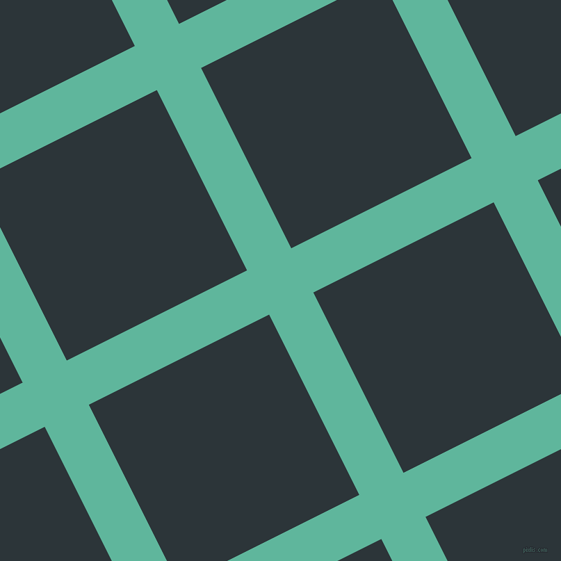 27/117 degree angle diagonal checkered chequered lines, 71 pixel lines width, 290 pixel square size, Keppel and Gunmetal plaid checkered seamless tileable