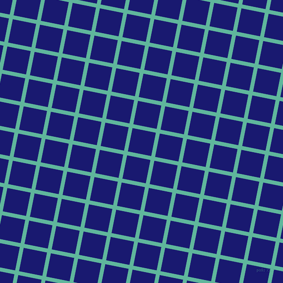 79/169 degree angle diagonal checkered chequered lines, 8 pixel lines width, 48 pixel square size, Keppel and Midnight Blue plaid checkered seamless tileable