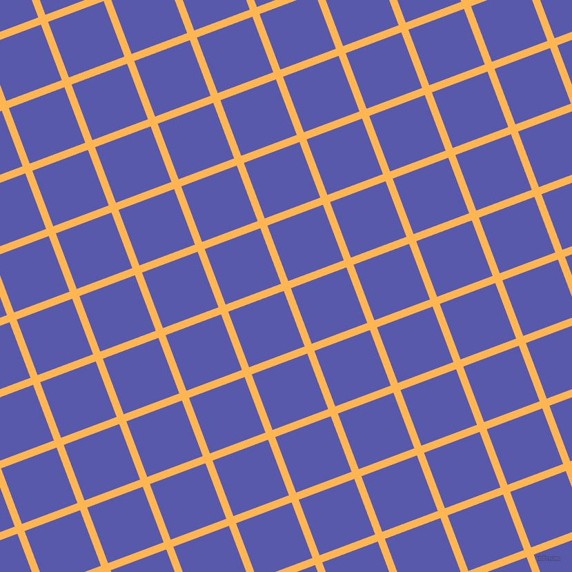 21/111 degree angle diagonal checkered chequered lines, 11 pixel lines width, 86 pixel square size, Koromiko and Rich Blue plaid checkered seamless tileable