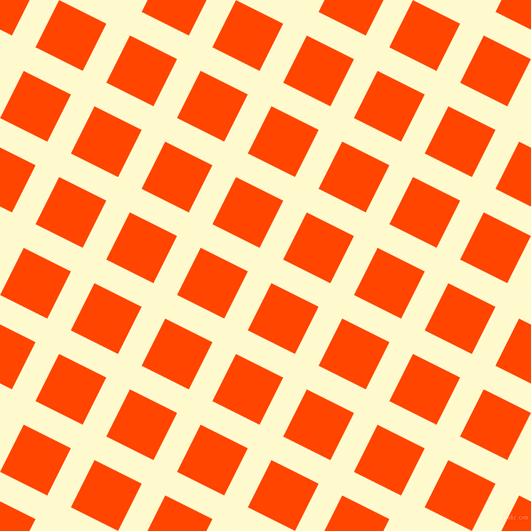63/153 degree angle diagonal checkered chequered lines, 37 pixel line width, 74 pixel square size, Lemon Chiffon and Orange Red plaid checkered seamless tileable