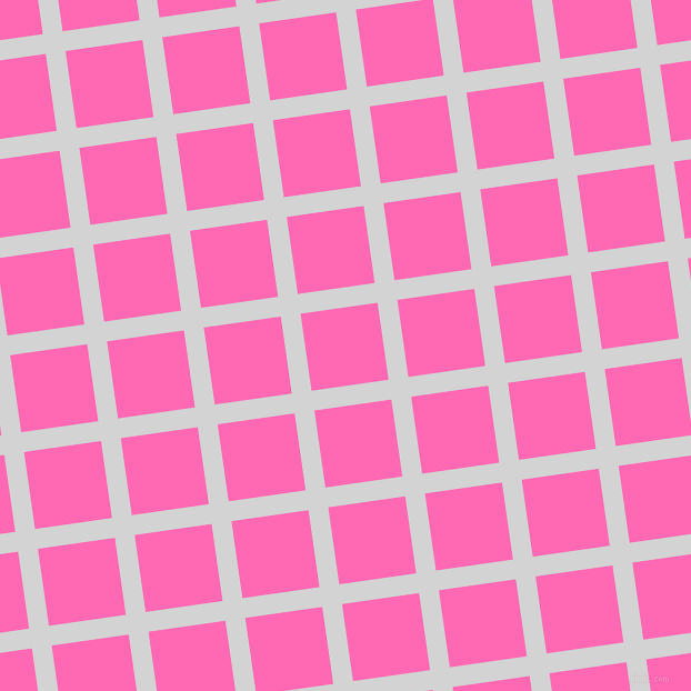 8/98 degree angle diagonal checkered chequered lines, 18 pixel line width, 70 pixel square size, Light Grey and Hot Pink plaid checkered seamless tileable