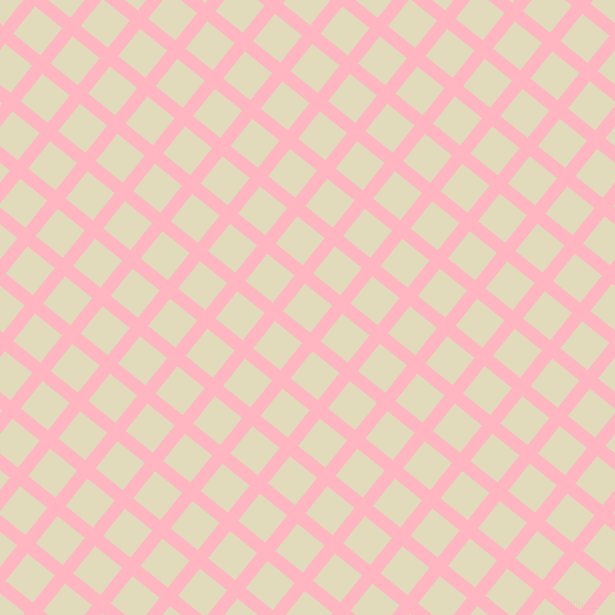 51/141 degree angle diagonal checkered chequered lines, 13 pixel lines width, 35 pixel square size, Light Pink and Coconut Cream plaid checkered seamless tileable