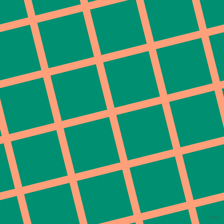 14/104 degree angle diagonal checkered chequered lines, 26 pixel line width, 162 pixel square size, Light Salmon and Observatory plaid checkered seamless tileable