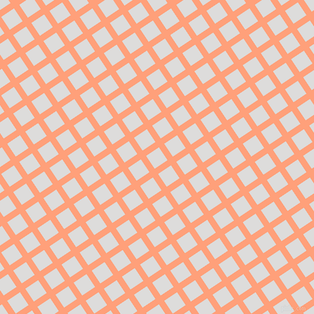34/124 degree angle diagonal checkered chequered lines, 9 pixel line width, 22 pixel square size, Light Salmon and Porcelain plaid checkered seamless tileable